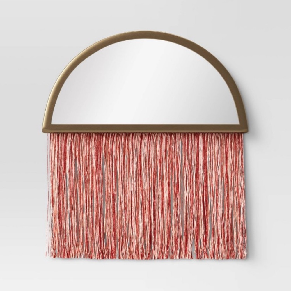 Macrame Fringe Wall Mirror Pink - Project 62